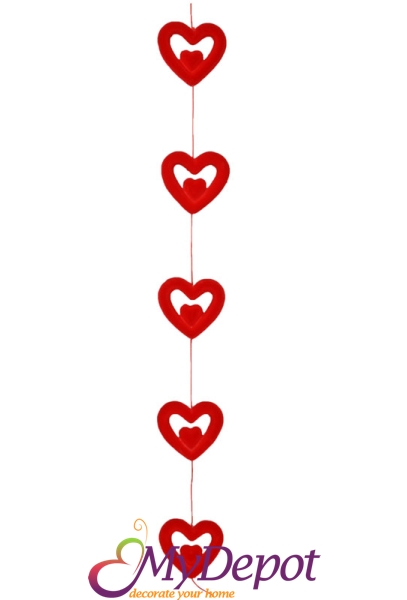 Гирлянд сърца силует,1,5м./р-р сърце-10см(9X104)