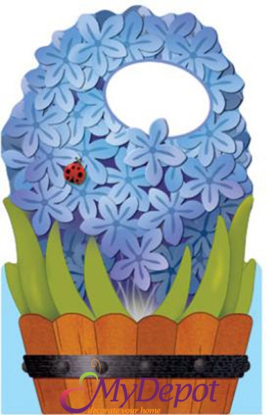 Картичка и плик Е саксия сини цветя 112X175ММ