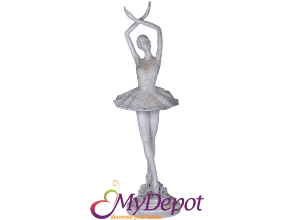 Фигура Балерина в цвят " Антично сиво". Размери 25Х26СМ, височина 82СМ