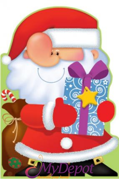 Картичка с плик ЕС &ldquo;Дядо Коледа с подарък&ldquo; 112Х175 ММ