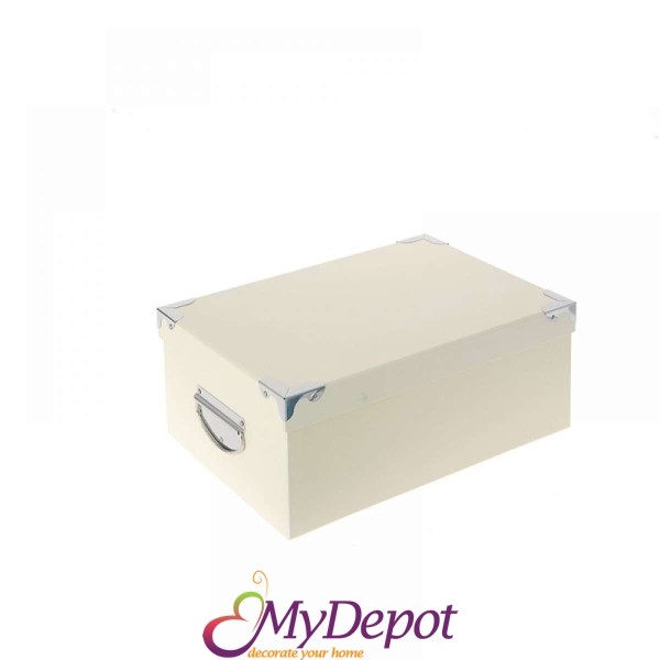 Картонена кутия с дръжки, бяла, 38Х27Х17СМ