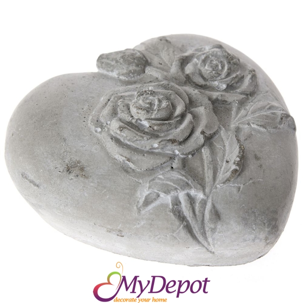 Керамично сърце, сиви рози, 12х12х5 см