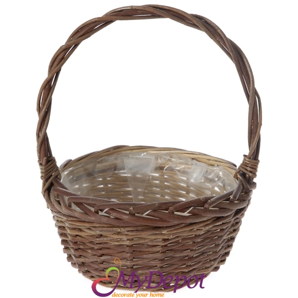 Плетена кошница, кафе, Ф20х10/ 25 см
