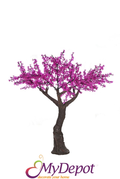 Светещо дърво - розови цветчета - размер H190см, 792 сини LED /диодни/ лампички. Външна употреба.